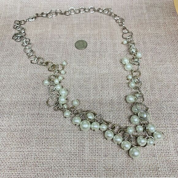 Silver Pearl Dangles Necklace - Picture 1 of 2